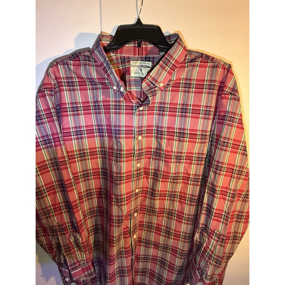 Oak Hill Wrinkle Free Cool & Dry 3XL Red/Green Plaid Cotton Dress Shirt 32/33